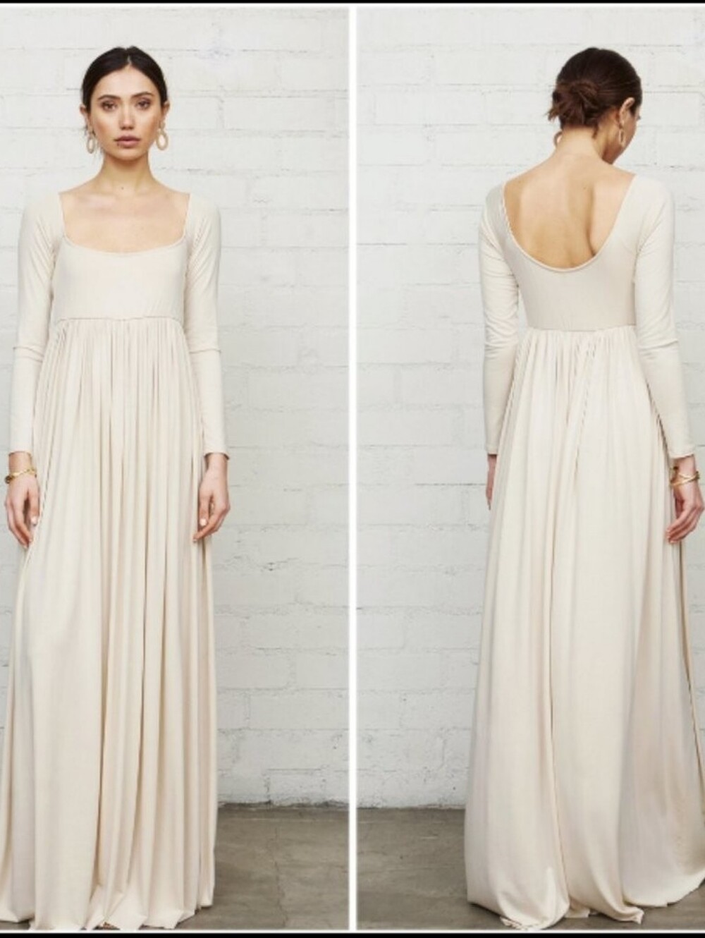 Rachel Pally Isa Dress Empire Waist Modal Jerse Scoop Neck Size S Cream EUC!